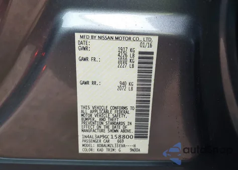 2016 Nissan Altima 2.5 Sv из США, поврежденный, VIN 1N4AL3AP9GC158800